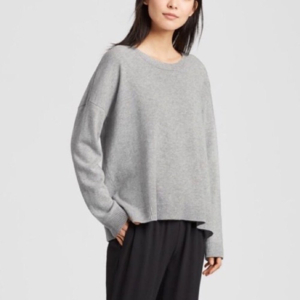 Eileen Fisher Woman Gray 100% Cashmere Crew Neck Sweater - 3X
